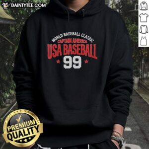 Hot World Baseball Classic Captain America USA Baseball 99 Stars T-Shirt - Image 2