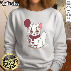 Alt Text: Official Pawnywise Pennywise Cat Sweatshirt featuring a playful cat design inspired by horror themes.