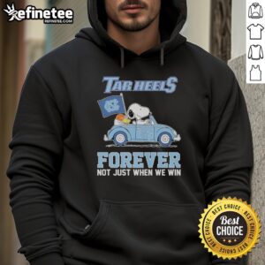 Alt Text: Snoopy and Woodstock diving in a North Carolina Tar Heels hoodie, celebrating team spirit beyond just winning.