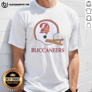 Top Tampa Bay Buccaneers football logo displayed on a large helmet t-shirt, perfect for fans and sports enthusiasts.
