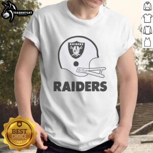 Alt Text: Hot Las Vegas Raiders football logo featured on a big helmet t-shirt, perfect for fans and game day apparel.