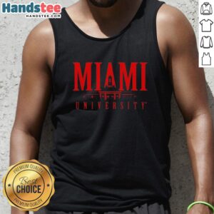 Official Miami University Bell Tower tank top featuring vibrant design, perfect for showing school spirit and style.