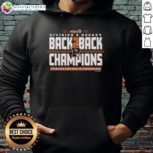 Hot Powers Catholic Chargers 2026 MHSAA Hockey Division 2 Back-to-Back Champions hoodie celebrating their victory.