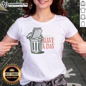 Good-The-Call-It-A-Day scorecard discarded in trash beside a ladies tee, showcasing a casual golf theme.