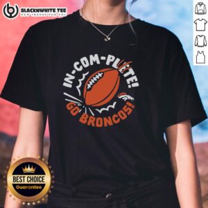 Hot Denver Broncos Incomplete Football Ladies Tee in vibrant orange, perfect for fans supporting their team.