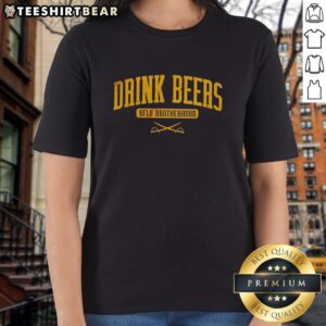 Buffalo Sabres Ladies Tee featuring the Official Drink Beers and Buffalo Brotherhood logo, perfect for game day.