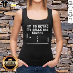 Retro 8-bit style tank top featuring 'Top I'm So Retro My Balls Are Square' graphic for vintage gaming enthusiasts.