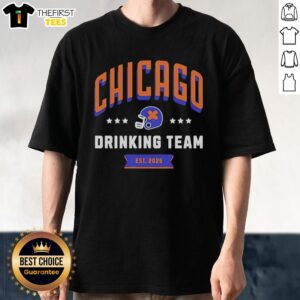 Alt Text: Premium Chicago Drinking Team St. Patrick's Day t-shirt, established 2025, featuring festive green design and celebratory graphics.