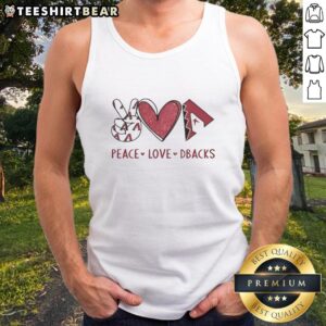 Arizona Diamondbacks Peace Love Dbacks tank top featuring heart shape hand sign and team logo design.