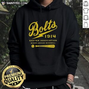 Vintage 'Good Bridgeport Bolts' hoodie representing defunct Connecticut baseball teams, showcasing nostalgic sports fashion.