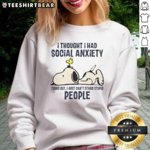 Funny Snoopy 'I Can't Stand Stupid People' sweatshirt featuring Snoopy in a humorous design, perfect for casual wear.