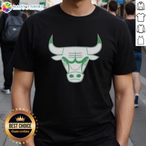 Alt Text: Premium Chicago Bulls white logo Patrick's Day t-shirt featuring a stylish design perfect for basketball fans.