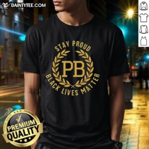 Proud Black Lives Matter Pb logo T-shirt in vibrant colors, promoting equality and social justice for the Black community.
