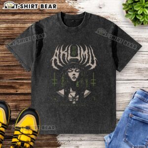 Top Akumu Curse washed t-shirt featuring a unique design, perfect for casual wear and street style enthusiasts.