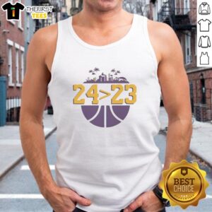 Top Kobe Bryant Los Angeles Lakers NBA tank top featuring the number 24 over 23, celebrating the basketball legend.