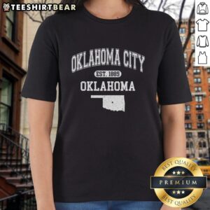 Premium Oklahoma City Oklahoma Est 1889 Varsity Ladies Tee in stylish design, perfect for fans of local heritage wear.