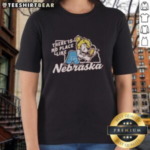 Vintage ladies tee featuring 'There Is No Place Like Nebraska' design, perfect for Nebraska pride and casual wear.