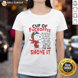 Good Snoopy Cup of Coffee tee featuring humorous text about coffee and attitude, perfect for coffee lovers and funny t-shirt fans.