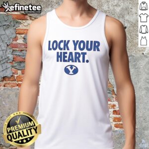 Alt Text: Hot BYU Cougars Lock Your Heart tank top featuring a stylish design perfect for game day or casual wear.