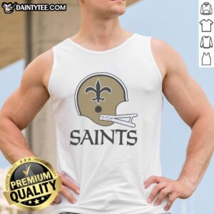 Awesome New Orleans Saints football logo on a big helmet tank top, perfect for fans and game day style.