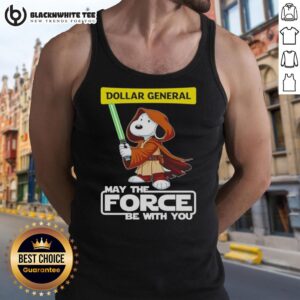 Alt Text: Pretty Snoopy Dollar General tank top featuring 'May The Force Be With You' design, perfect for casual wear.