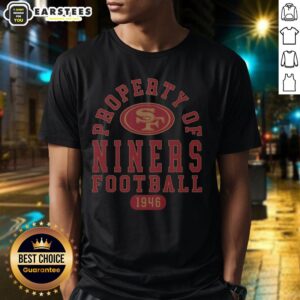 Alt Text: Premium San Francisco 49ers Property 1946 T-Shirt featuring vintage design and team logo in red and gold colors.