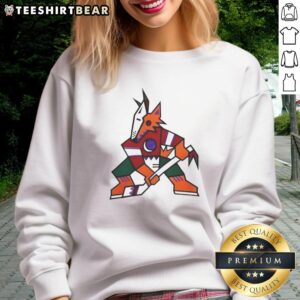 Alt Text: Nice Arizona Coyotes NHL Kachina Coyote logo sweatshirt featuring vibrant colors and a stylish design.