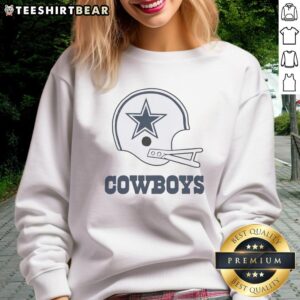 Dallas Cowboys football logo displayed on a big helmet sweatshirt, perfect for fans and stylish game day attire.