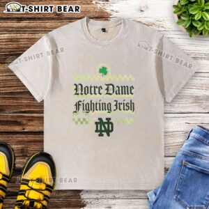 Nice Notre Dame Fighting Irish St. Patrick's Day washed t-shirt featuring vibrant graphics and a comfortable fit.