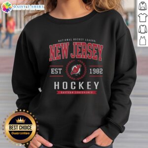 Alt Text: Original New Jersey Devils Hockey Legacy Crest Sweatshirt featuring team colors and logo, perfect for fans.