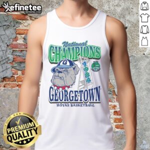 Alt Text: Official Georgetown Hoyas Past Champs Tourney Win Tank Top featuring team colors and logo, perfect for fans.