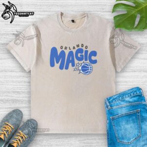 Nice Orlando Magic bubble washed t-shirt featuring vibrant team colors and logo for fans and casual wear.