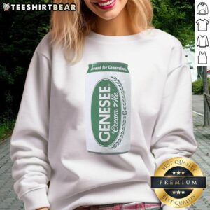 Cozy Pretty Genesee Cream Ale beer sweatshirt displayed on a wooden table, perfect for beer enthusiasts and casual wear.