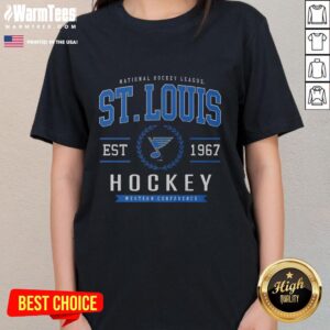 St. Louis Blues hockey legacy crest ladies tee, showcasing team spirit and style for female fans.