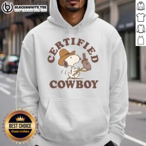 Pretty Peanuts Snoopy Certified Cowboy Hoodie featuring a playful Snoopy design, perfect for fans of Peanuts and cozy style.