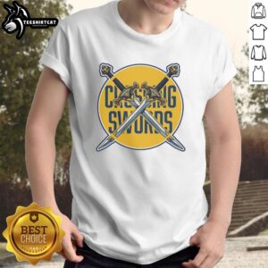 Premium Crossing Swords Podcast Logo T-Shirt featuring bold logo design on a stylish, comfortable tee.