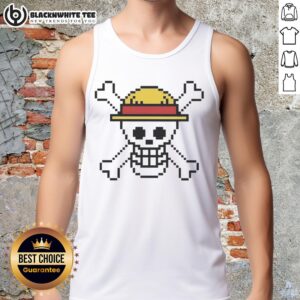 Awesome Pixel of Jolly Roger One Piece Tank Top featuring vibrant colors and iconic anime design for fans.