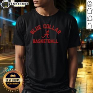 Alt Text: Awesome Alabama Crimson Tide blue collar basketball t-shirt featuring team logo and vibrant colors, perfect for fans.