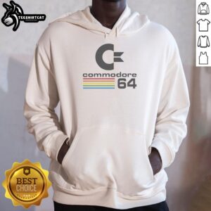 Official Commodore 64 retro hoodie featuring classic logo design, perfect for vintage gaming enthusiasts and collectors.