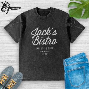 Alt Text: Vintage 1982 washed t-shirt featuring Executive Chef Jack Tripper from Pretty Jacks Bistro, perfect for culinary fans.