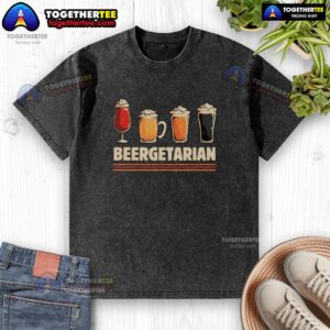 Official Beergetarian Washed T-Shirt in a casual setting, showcasing a trendy design for beer lovers and vegetarians.