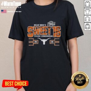 Good Texas Longhorns NCAA Men's March Madness Sweet 16 2026 ladies tee featuring vibrant team colors and logo design.