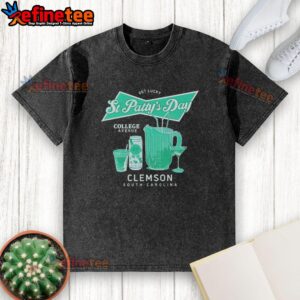 Official Get Lucky St. Patty's Day washed t-shirt in Tiger Town, Clemson, South Carolina, perfect for college celebrations.