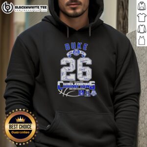 Awesome Duke Men's Basketball 2026 ACC Champions hoodie in blue, celebrating the team's 27-2 season victory.