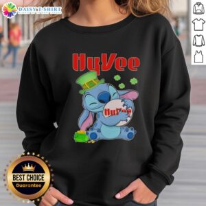 Alt Text: Top Stitch Hug Hy-Vee Logo St. Patrick's Day sweatshirt featuring festive green design and comfortable fit.