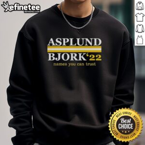 Cozy Nice-Asplund-Bjork sweatshirt featuring '22 Names You Can Trust' design for stylish comfort and trust in fashion.