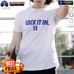 Alt Text: Hot Duke Blue Devils 2026 Lock It In T-Shirt featuring bold team colors and logo, perfect for fans and supporters.
