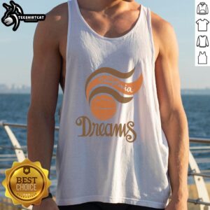 Pretty California Dreams tank top featuring a vibrant beach graphic, perfect for summer style and casual wear.
