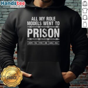 Premium hoodie featuring 'All My Role Models Went To Prison' for Christians Church Events, blending faith and bold fashion.