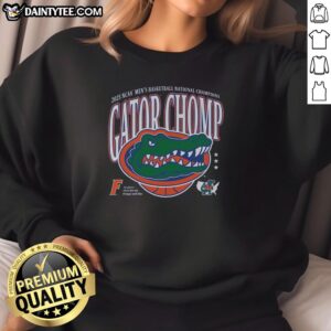 Florida 2025 Men's National Champs sweatshirt featuring 'Good Gator Chomp' logo in vibrant colors.